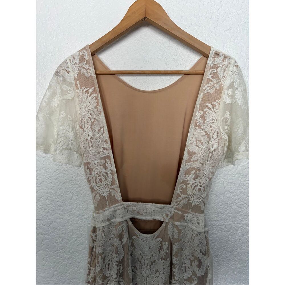 For Love & Lemons San Marcos Open Back Lace Mini Dress Ivory Size XS - Picture 9 of 12